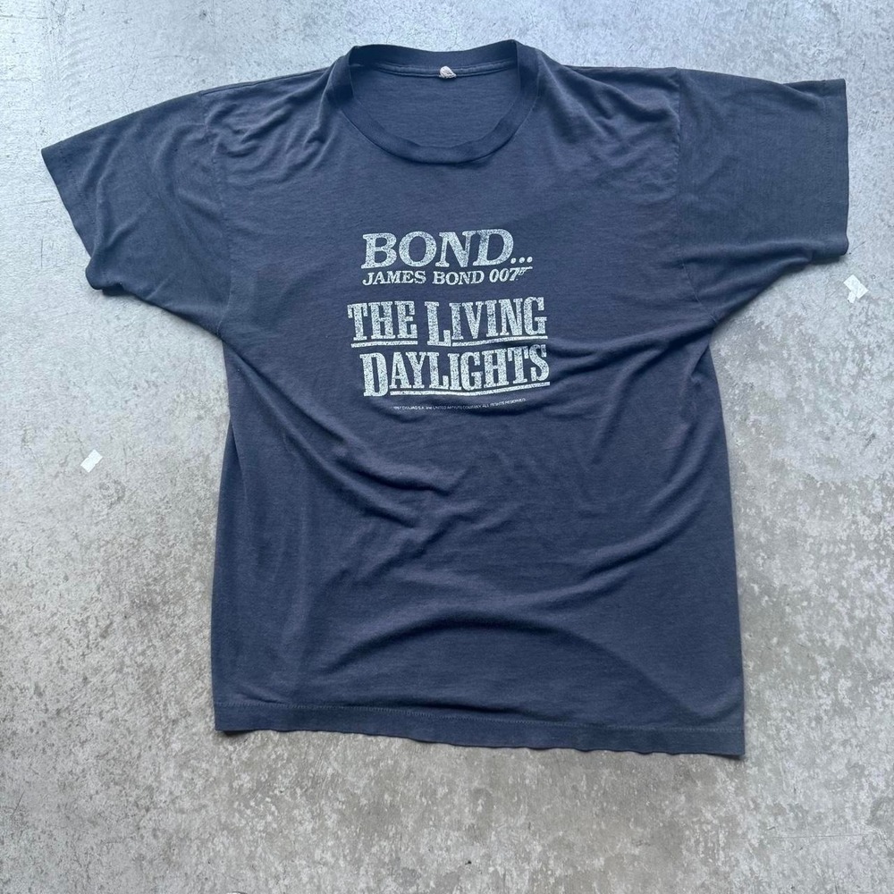 Vintage 1987 Paperthin James Bond 007 The Living Daylights Promo Shirt XL Movie